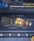 Rugged Cylinder Head Temperature Sensor For Ford F150 Super Duty Explorer Replaces TS653, showing metal housing and connectors.
