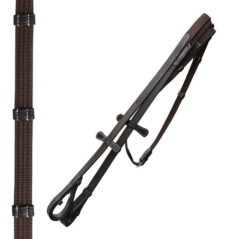 Brown Dressage Bridle With Padded Anatomic Veg Tanned Leather Set All Purpose Crank Noseband Anti Pressure Mono Crown
