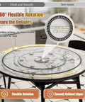 Tempered Glass Lazy Susan Turntable For Dining Table, 360 Degree Ultra Smooth Quiet Spin with six-wheel rotating tray on marble table.