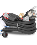 Two Lead Wiring Harness Kit 12V 40A Relay with Nylon Jacket, Red Rocker Switch, Fuse and Hardware for LED Light Bars, Fog Lights.