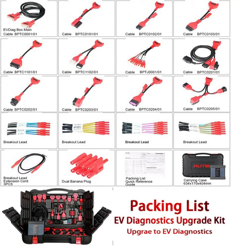 Straight Up Pro Shop EV Diagnostic Cable transforms your tablet for EV diagnostics upgrade kit with various cables and connectors.