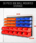 30 Bin Wall Mounted Storage Rack System For Heavy Duty Garage Organization With Pegboard Panels For Holding Screws Nuts Bolts Beads