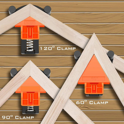 60 90 120 Degree Multi Corner Clamps Set Four For Woodworking, Adjustable Spring Loaded Right Angle Clamps for Carpentry