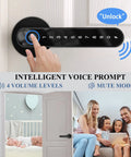 4 In 1 Smart Door Lock With Fingerprint, Bluetooth App Control, Keypad Code And Physical Key, Black Door Handle Lock Set in use