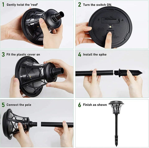 Assembly steps for Eight Pack 25 Lumen Solar Powered Pathway Lights With Ultra Bright SMD LED Outdoor Waterproof Stainless Steel And Glass