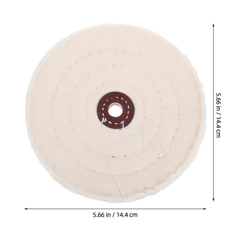 Must-Have 2pc Cotton Buffing Wheels For Bench Grinder With 12mm Arbor Hole to Smash Metal Mirror Finishes and Polish Watches Perfectly For Pro Shop Or DIY Hustle In Beige, 144mm diameter buffing wheel.