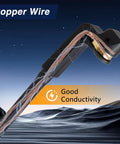 Front disc brake wear sensor cable with exposed copper wires and black plastic housing