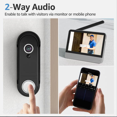 Wireless Smart Video Doorbell System With A 7 Inch Touchscreen Display 1080P HD Doorbell Camera With Motion Detection Two Way Audio