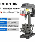 Heavy Duty Benchtop Drill Press With Five Eighth Inch Chuck And 220 Volt Copper Motor Built Tight For Metal And Woodworking delivers strong performance with 550W power and precision vise.