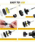 Assembly steps for 245 Piece 2 Inch Wet And Dry Sanding Discs Kit For Drill And Die Grinder With 1/8 Inch And 1/4 Inch Shank Pad Holder