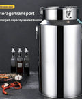 Top Shelf Built Tough 304 Stainless Steel Storage Container With Wide Mouth Pouring Spout For Milk Bulk Coffee Beans Dry Grains Rice Flour Sugar Commercial Kitchen Gear 64 Liter Capacity, sealed barrel design