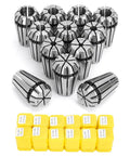 Twelve Piece ER16 Spring Collet Set For CNC Engraving Machines, Pro Grade Milling Drilling Tapping Collets, Includes Twelve Sizes From One Quarter To Eleven Thirty Seconds, Ideal For Boring And Spindle Engraving, with yellow cases