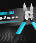 Six Inch Pro Grade Wire Cutters With CNC Machined Edges Ultra Sharp Flush Cut Pliers showcasing CRV material strength.