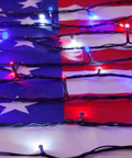 4Th Of July 95Ft 240LED Red White And Blue String Lights Extra Long Connectable Waterproof Twinkle Lights With 8 Modes