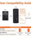 Door compatibility guide for Pack Of Six Matte Black Electronic Keypad Deadbolt Door Lock With Auto Lock and Touch Control.