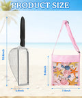 Two Pack Shark Tooth Sifter Set With 3.8mm Mesh Sand Sifters and Shell Bags showing size on a beach