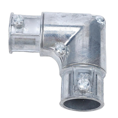 Heavy Duty 3/4 Inch Emt Conduit Fitting Inside Corner Pull Elbow 90 Degree Bend showing zinc alloy design for hassle-free installs.