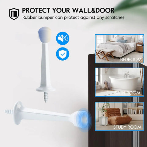 3 Inch Door Stopper Eight Pack Heavy Duty Solid Zinc Alloy Door Stops With Plastic Tip in a modern home setting