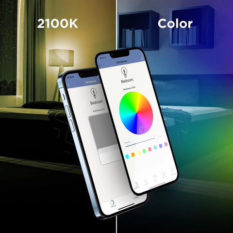 Smart Filament Globe Light Bulb 60W Equivalent WiFi Dimmable with Alexa and Google Assistant app control interface in bedroom scene