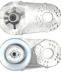 Three Quarter Inch Beefy Torque Converter CVT for Go Karts with metal construction, TAV2 30 Series, top and bottom view.