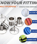 Top Shelf Pro Grade One Point Five Inch Tri Clamp To Quarter Inch Hose Barb Adapter Connector Solid SUS304 Stainless Steel fittings for various hoses.