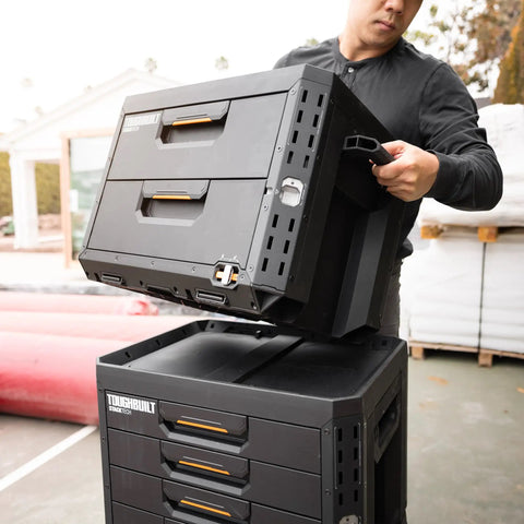 Hella Sturdy Two Drawer Locking Toolbox With Stackable Frame And Secure Padlock Slide Lock For Heavy Duty 240 Pound Workshop Ready Job Site Gear Storage Organizer