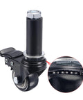 Close-up of Pack Of Four 1.5 Inch Swivel Casters With Brakes, showing strong PVC wheel and expandable metal stem.