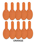 Fresh Oval Leather Key Fobs, 10 Pack Full Grain Vegetable Tanned Keychain Blanks With Hardware, orange oval leather tags.