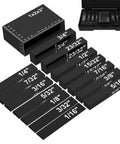 15 Piece Woodworking Setup Blocks Set With 4 Inch Aluminum Height Gauge For Routers And Table Saws, laser engraved black finish.