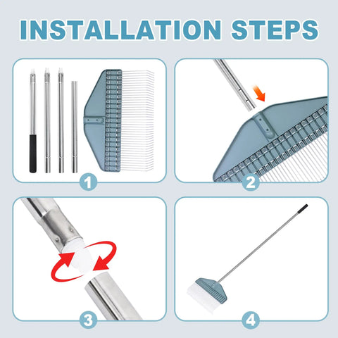 Thatch Rake With 66 Inch Adjustable Handle And 17 Inch Wide Dethatcher For Lawns, Gardens And Yards installation guide illustration