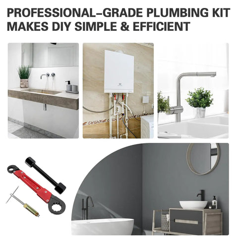 6 Piece Plumbing Tools Kit With Angle Stop Wrench Half Inch Compression Sleeve Puller Sandpaper And Storage Bag DIY Ready Pro Plumber Grade Wrench Set For Replacing Frozen Or Corroded Angle Stops with bathroom installations
