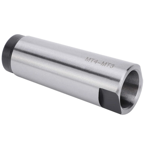 MT4-MT3 Morse taper reducer sleeve in steel, side view.
