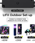 Outdoor Landscape Low Voltage Plug In Power Supply Kit With Dual Output Easy Plug In Setup No Transformer Required Weatherproof Cabling Supports Up To Eight Path Or Spot Lights Includes 10 Ft Extension Cable And T Connectors image with neon flex, pathlight, and spotlight options shown.