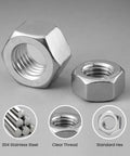 Close-up of 206 Piece Metric Lock Nuts And Hex Nuts Assortment Kit Nylon Insert Nylock 304 Stainless Steel M3 To M10