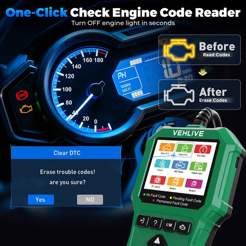 Upgraded 2025 Motorcycle Diagnostic Tool With OBD2 And Fault Code Reader, Quick Test And Voltage Check, Handy Bike Scanner close-up