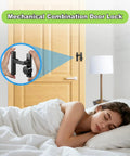 Keyless Barn Door Lock With Three Digit Password, Flip Latch For 90 And 180 Degree Sliding Doors, black finish on wooden door