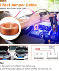 Pink Car Emergency Kit For Women And Teens, 10ft jumper cables connected to car battery
