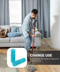 Heavy Duty 2 Pack Threaded Pole End Adapters For 19MM Metal Mop Rods shown in use during indoor cleaning activity.