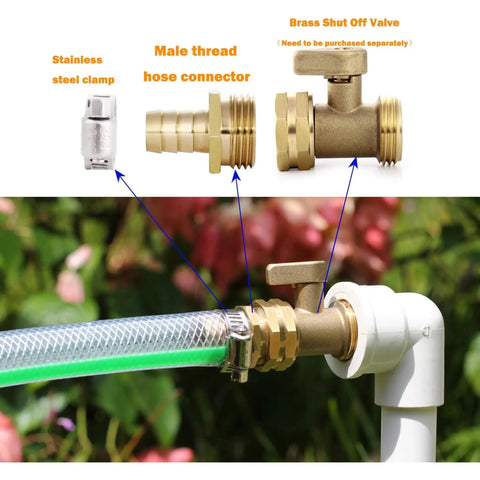 Premium Garden Hose Repair Kit With 3 Male And Female Brass Connectors Plus Stainless Steel Clamps And Gaskets For 5/8 Inch US Thread Hoses Fix Leaks Fast And Keep Your Seasonal Watering Game Strong. brass hose connector with clamp on garden hose