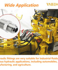 2-pack hydraulic hose adapters: 3/8 JIC 37° male to 3/8 NPT male, straight metal connectors with protection cover