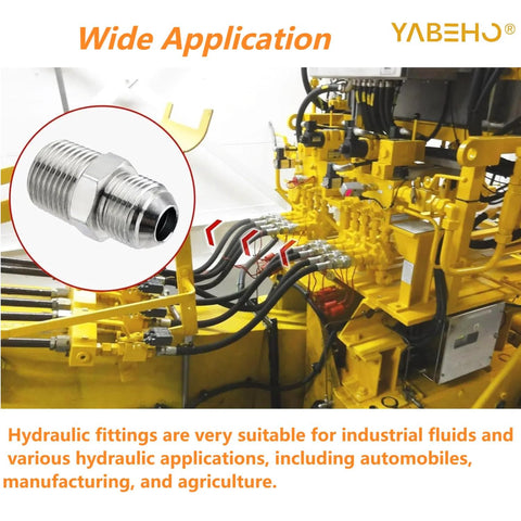2-pack hydraulic hose adapters: 3/8 JIC 37° male to 3/8 NPT male, straight metal connectors with protection cover