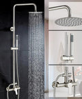 8 Inch Rain Shower System With Handheld Sprayer And Wall Mount Faucet In Brushed Nickel Outdoor Indoor Shower Fixtures 304 Stainless Steel