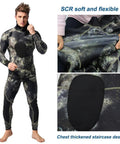 Mens Camo Spearfishing Wetsuit 3mm and 1.5mm Neoprene Two Piece Hooded Long Sleeve Dive Set with chest and knee pads