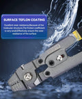 Heavy Duty Pro Grade Wire Rope Crimping Tool And Cutter Kit showing surface Teflon coating detail for secure crimps