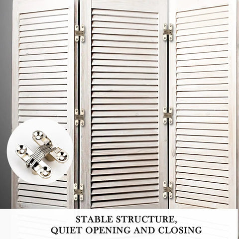 Hidden Zinc Alloy 180 Degree Concealed Cross Hinges For Furniture Cabinets Small Size Durable Invisible Door Hinge Kit installed on louvered doors
