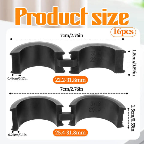 16 Pack Bike Handlebar Gasket Shims Kit Converts 22.2 To 31.8 Mm And 25.4 To 31.8 Mm Non Slip Lightweight Durable Stem Spacer Adapters