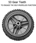 Front Drive Wheels Replacement For HU700F Self Propelled Lawn Mower 2 Pack Gray With 53 Gear Teeth Easy Install With Wrench