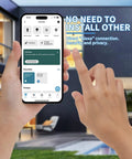 Hand holding smartphone configuring Go To Smart Plug Dimmer With Remote For Indoor Lighting Alexa Ready Digital Light Switch.