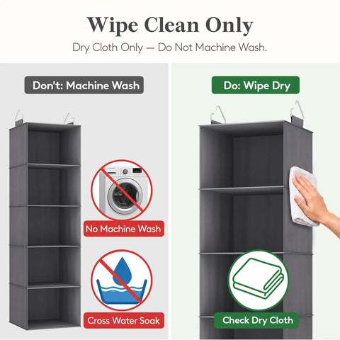 Five Tier Hanging Closet Organizer With Multi Compartment Wardrobe Storage Bin For Sweaters Pants And Towels Slick Heavy Duty Fabric Design Keeps Things Neat And Makes Sorting A Total Breeze