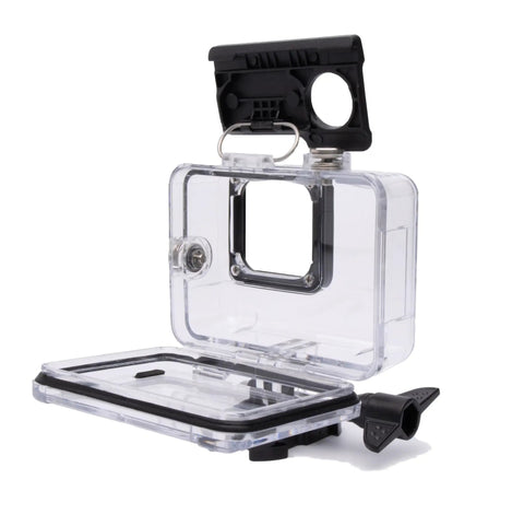 Waterproof Underwater Dive Housing Case With Bracket And Red Dive Filter For GoPro Hero 9 Through 13 Built For Action Deep Sea Protection Up To 60M 196FT Delivers Crisp Color For Snorkeling Surfing And Extreme Water Sports, showing open compartment.